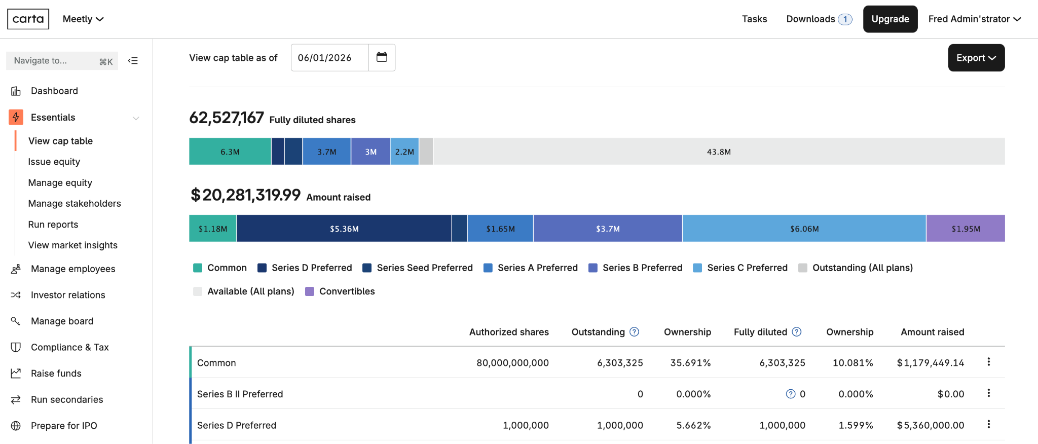 Carta 2026 Equity - product screenshot