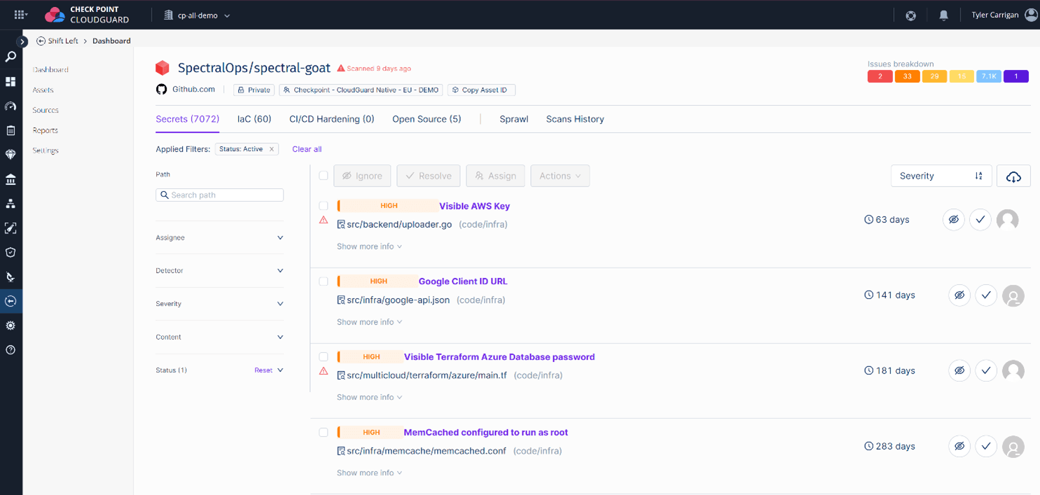 Check Point Cloudguard - product screenshot