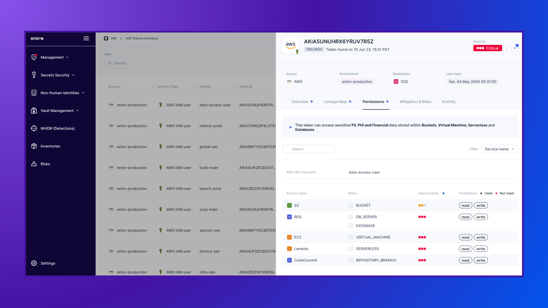 Entro Security - product screenshot