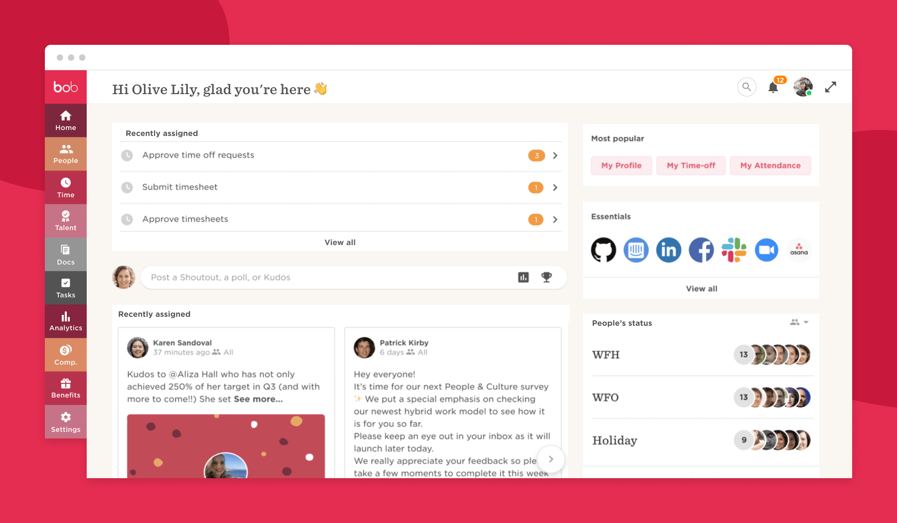 HiBob - product screenshot