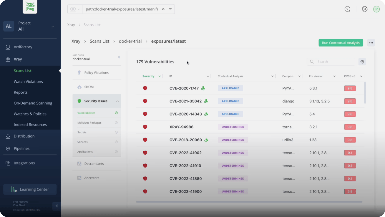 JFrog Xray - product screenshot
