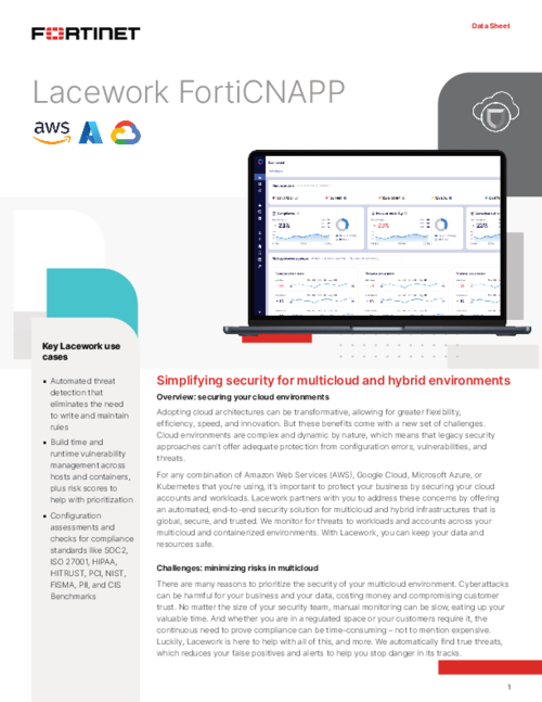 Lacework FortiCNAPP - product screenshot