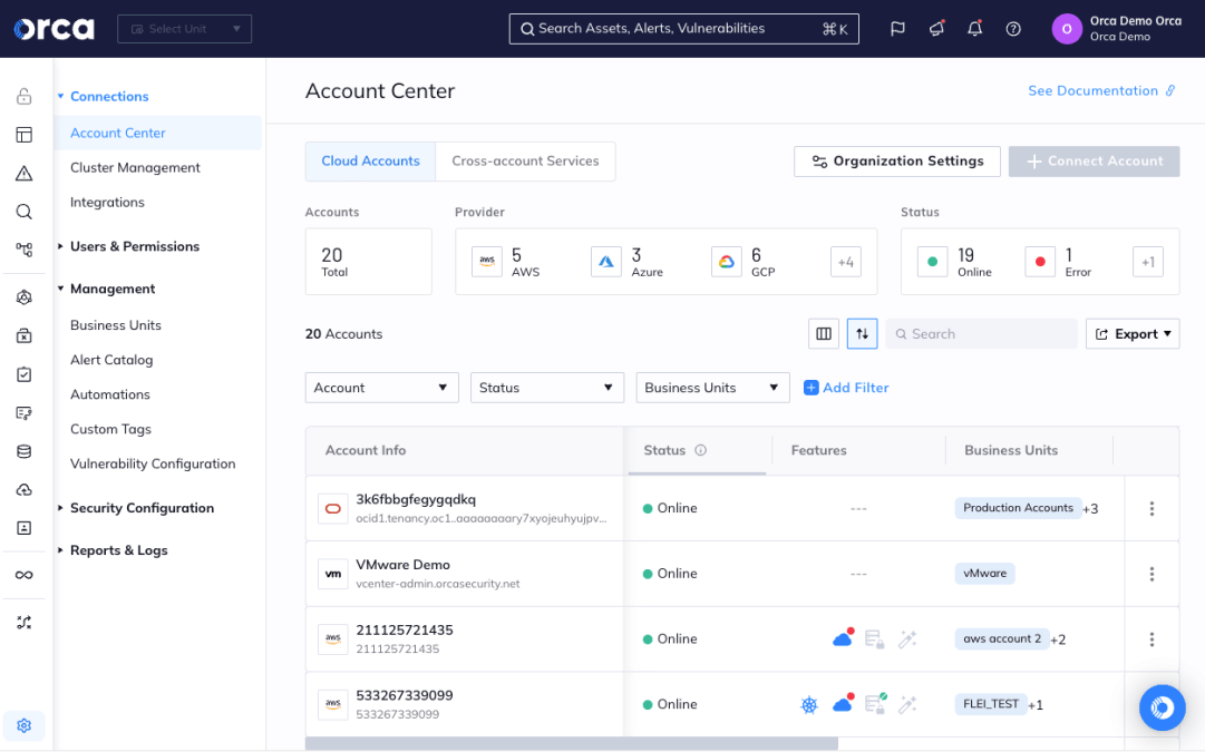 Orca Security - product screenshot