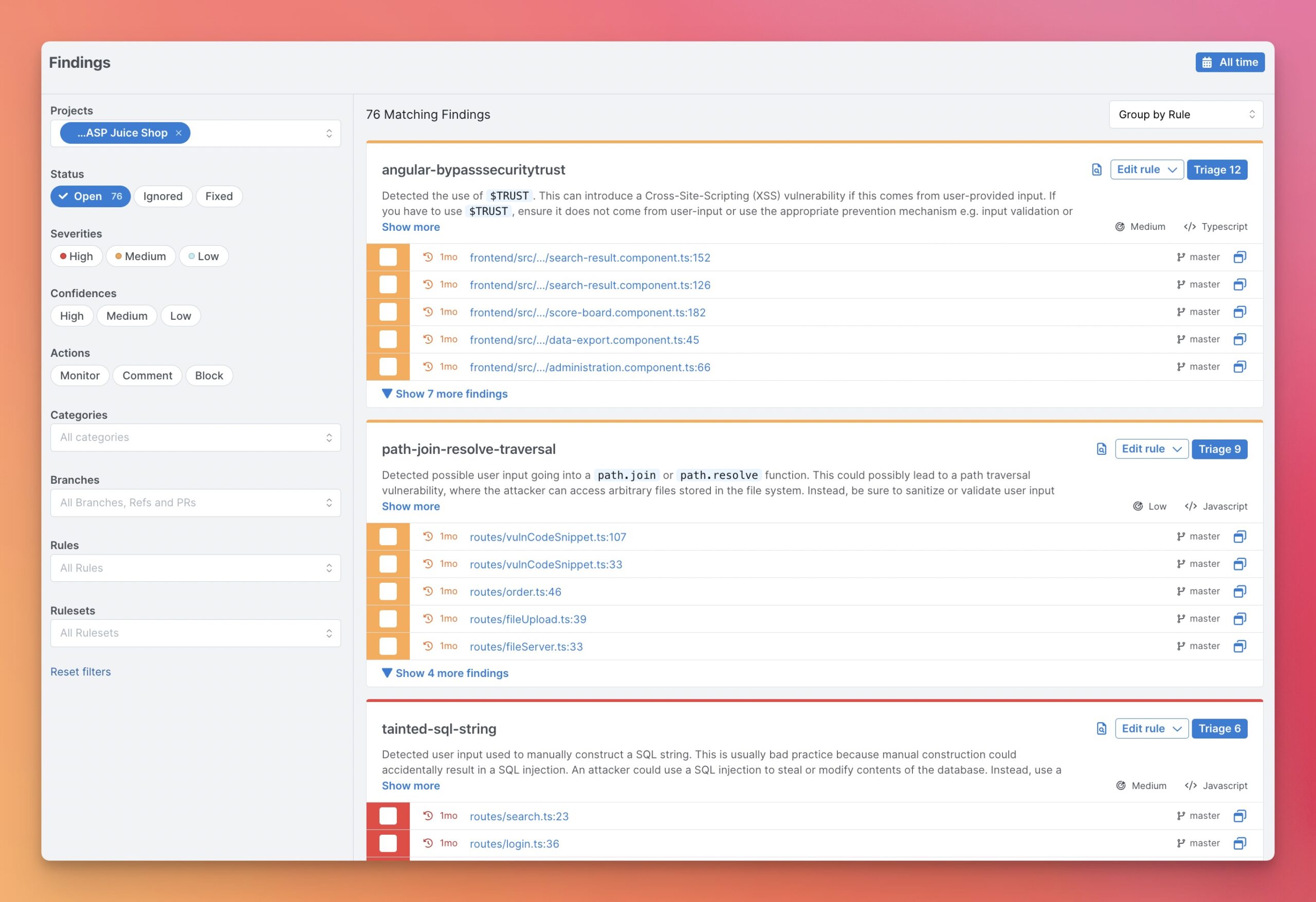 Semgrep - product screenshot
