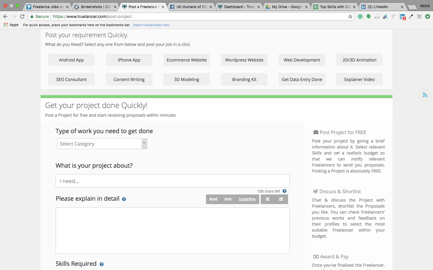 Truelancer - product screenshot